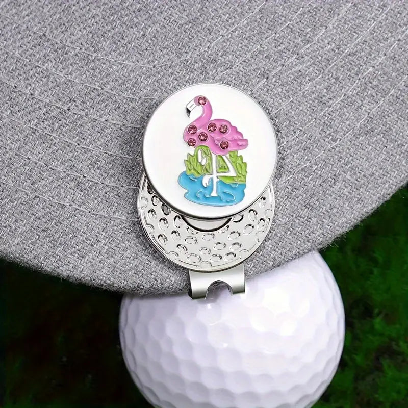 Marker with hat clip ⛳️ Chic Rhinestone Flamingo Golf Marker– Never Lose Your Marker Again! 🎯