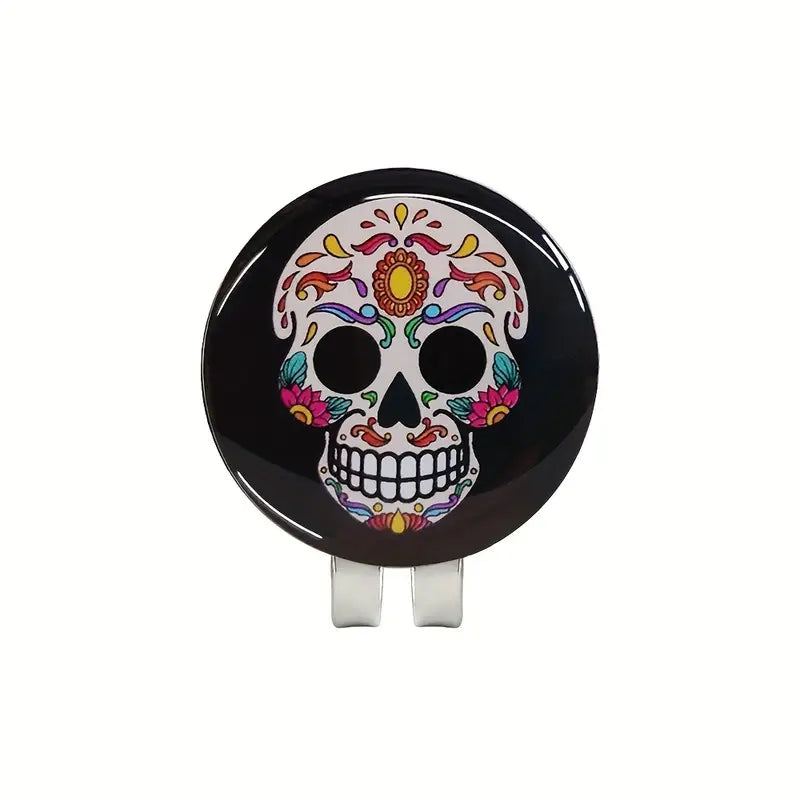 Marker with hat clip ⛳️ SUGAR SKULL Golf Marker– Never Lose Your Marker Again! 🎯