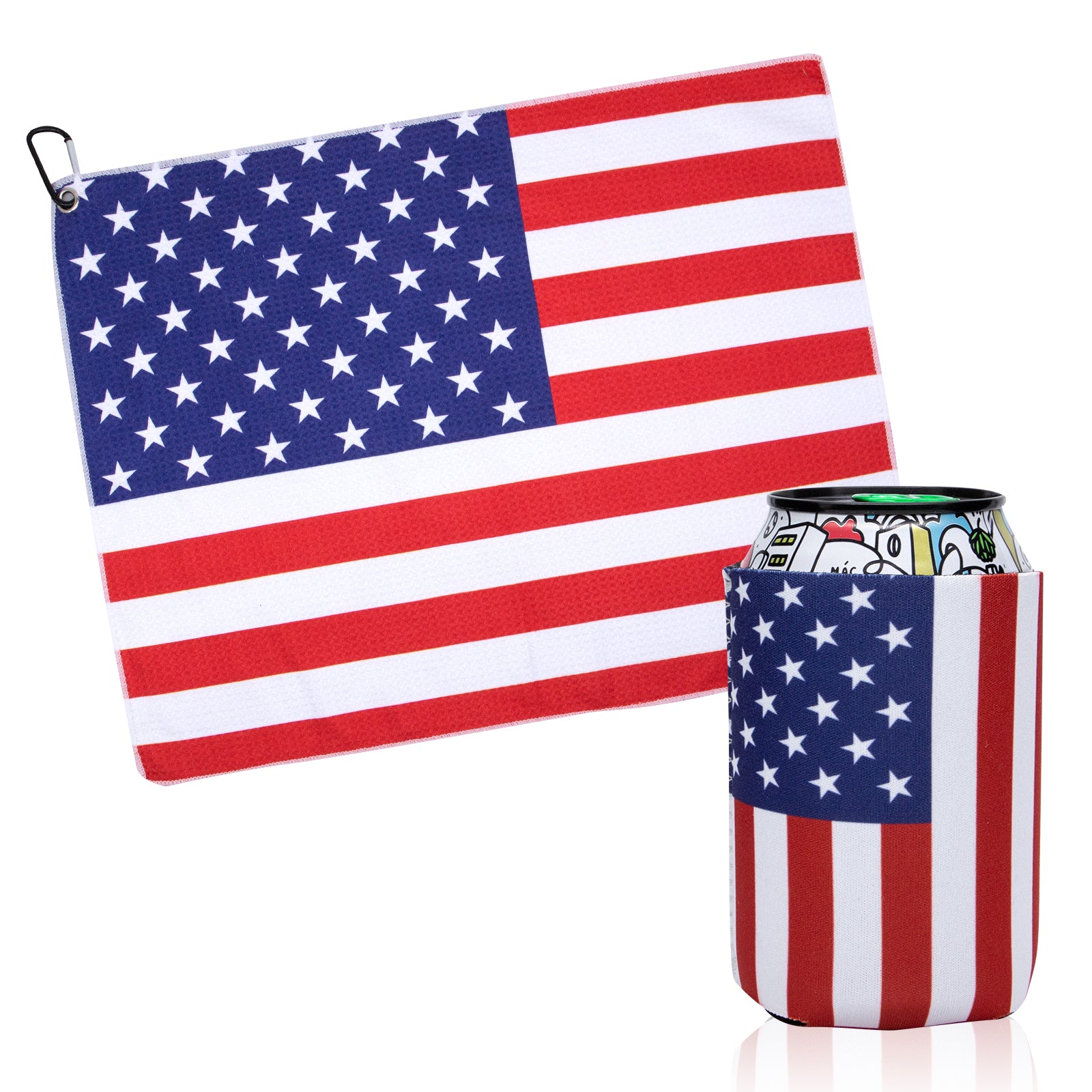 π¦
Stars & Stripes Golf & Chill Combo β Towel + Can Holder
