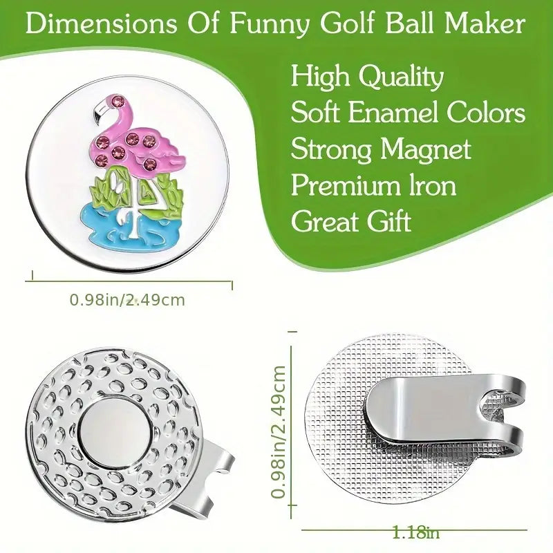 Marker with hat clip ⛳️ Chic Rhinestone Flamingo Golf Marker– Never Lose Your Marker Again! 🎯