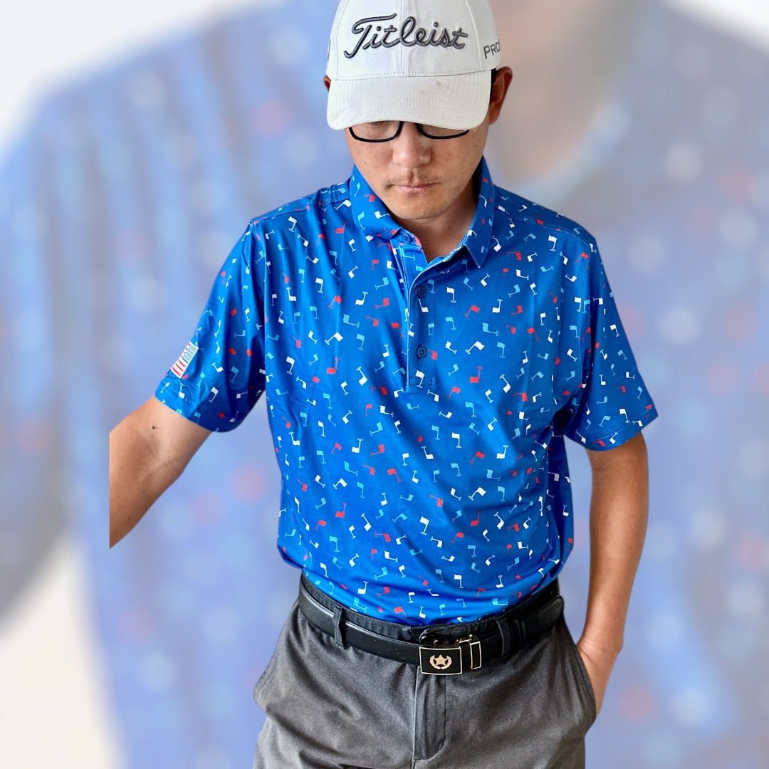 (Men) UniCaddie Ace Golf Polo – Crisp, Classic, Cool in Blue!