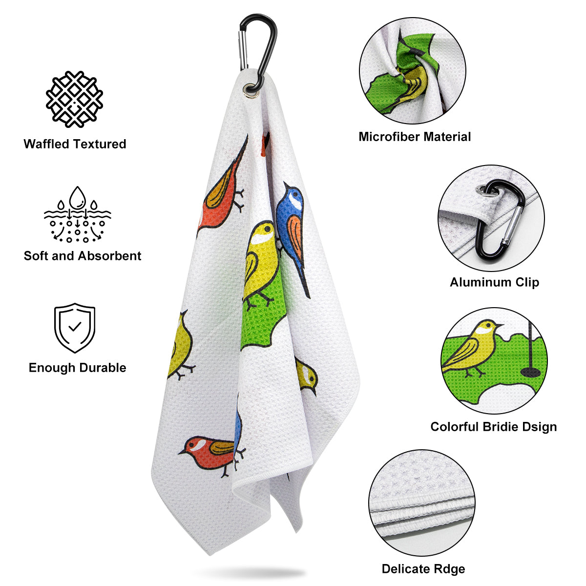 β³ Birdies on Green Microfiber Golf Towel β Clean, Dry, and Ready for Your Next Swing! ποΈββοΈπ¦