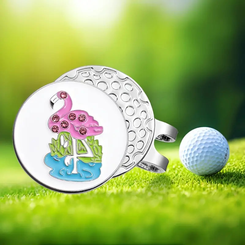 Marker with hat clip ⛳️ Chic Rhinestone Flamingo Golf Marker– Never Lose Your Marker Again! 🎯