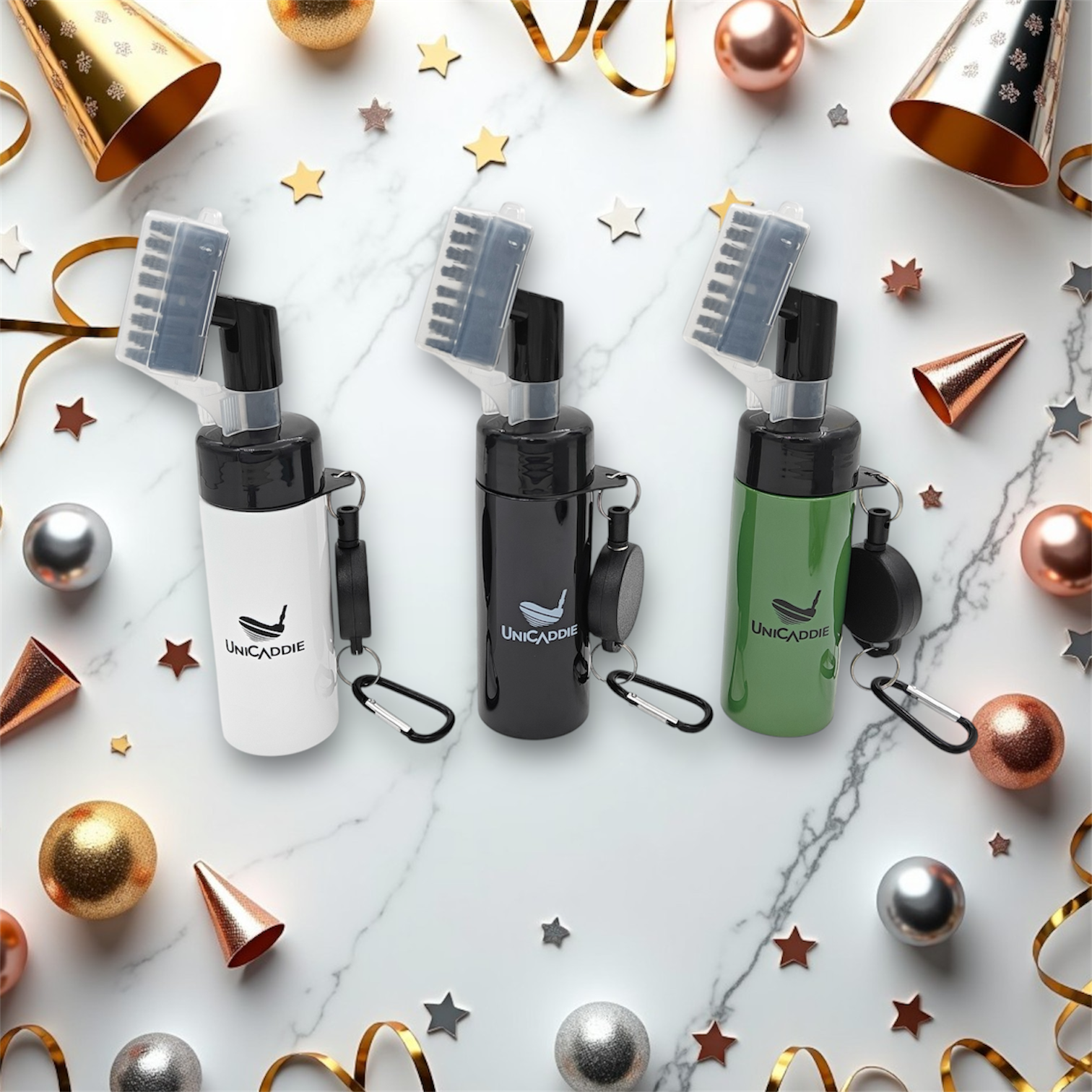 UniCaddie Press Type Golf Club Cleaning Brush – Leak-Proof 4oz Water Bottle & Clip for On-the-Go Clean! 🏌️♂️💧✨