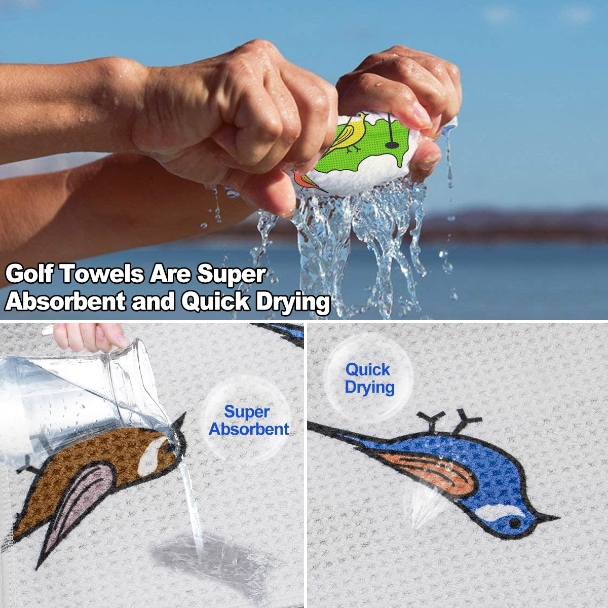 β³ Birdies on Green Microfiber Golf Towel β Clean, Dry, and Ready for Your Next Swing! ποΈββοΈπ¦