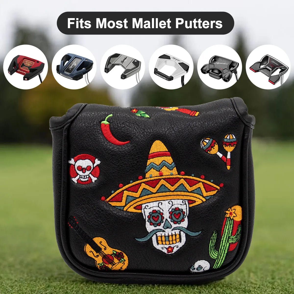 Sugar Skull Mallet Putter Cover(No Ribbon) β Sweet Style, Soft Feel, and a Hole-in-One Fit! π¦ποΈββοΈ