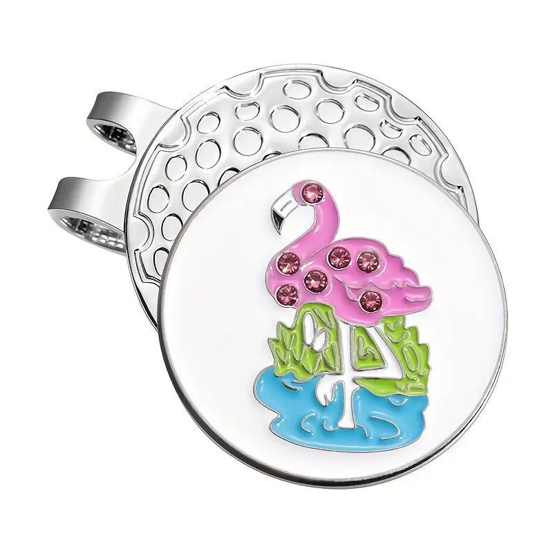 Marker with hat clip ⛳️ Chic Rhinestone Flamingo Golf Marker– Never Lose Your Marker Again! 🎯
