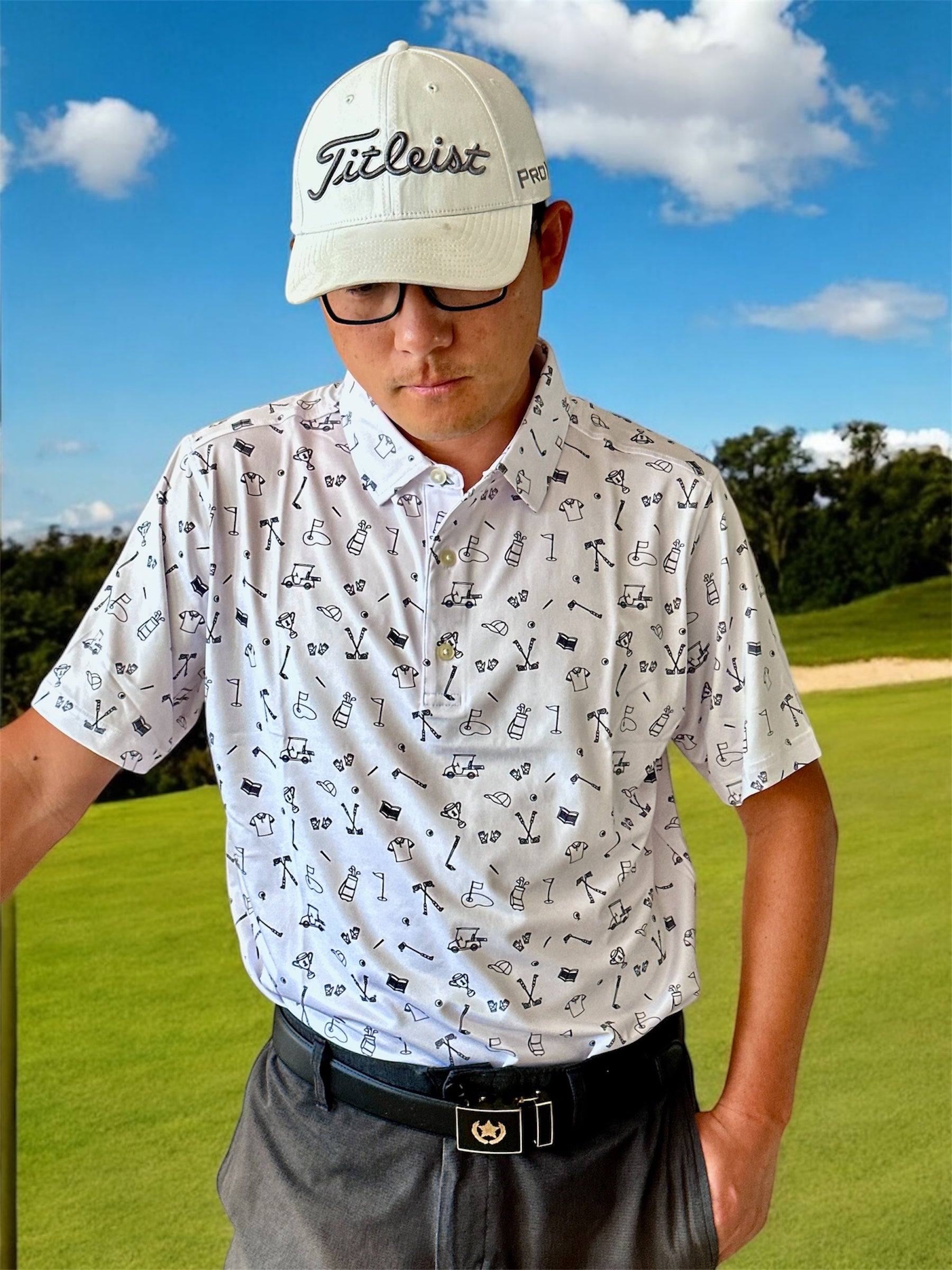 (Men) UniCaddie Ace Golf Polo – Crisp, Classic, Cool in White!