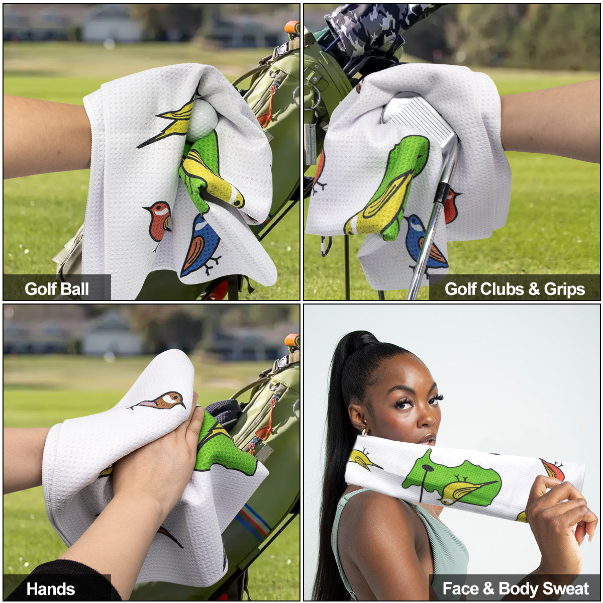 β³ Birdies on Green Microfiber Golf Towel β Clean, Dry, and Ready for Your Next Swing! ποΈββοΈπ¦
