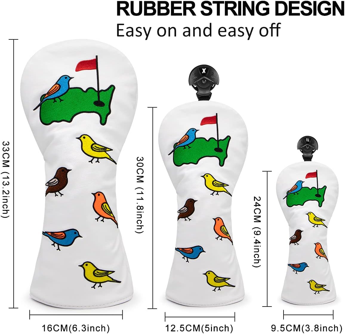 BIRDIE On Green Golf Club Headcovers (Driver, Wood, Hybrid)β Fun, Durable, & Stylish! π¦ποΈββοΈ