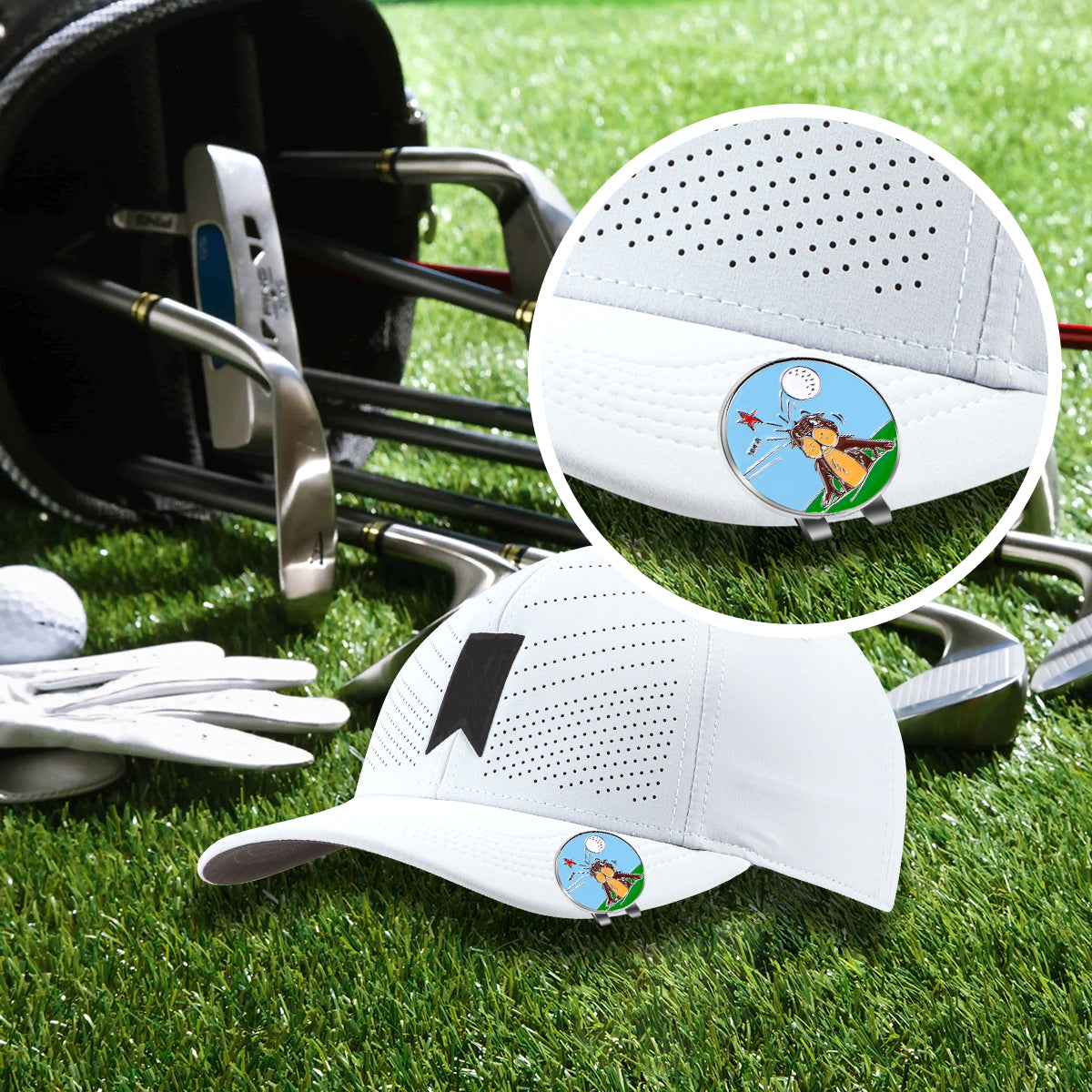 Marker with hat clip ⛳️ BONK! Golf Marker– Never Lose Your Marker Again! 🎯