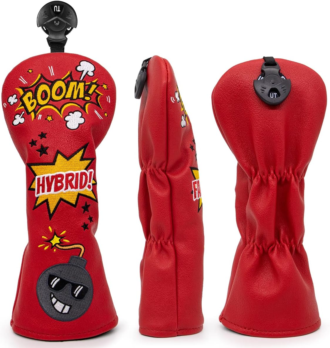 Golf Club Head Covers (BOOM!) – 4 options available. Premium driver, fairway wood, and hybrid covers for golfers. Durable and stylish