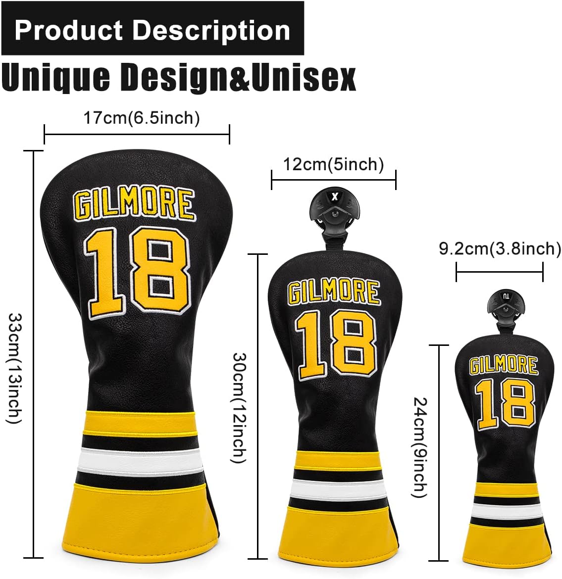 GILMORE 18 Golf Club Headcovers (Driver, Wood, Hybrid)β Fun, Durable, & Stylish! π¦ποΈββοΈ
