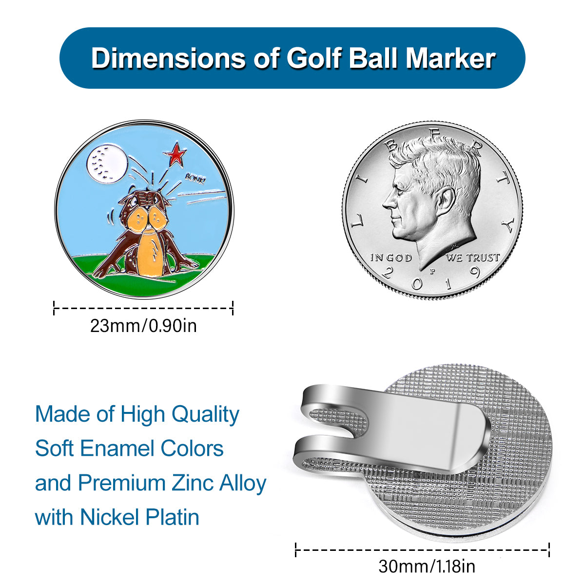 Marker with hat clip ⛳️ BONK! Golf Marker– Never Lose Your Marker Again! 🎯