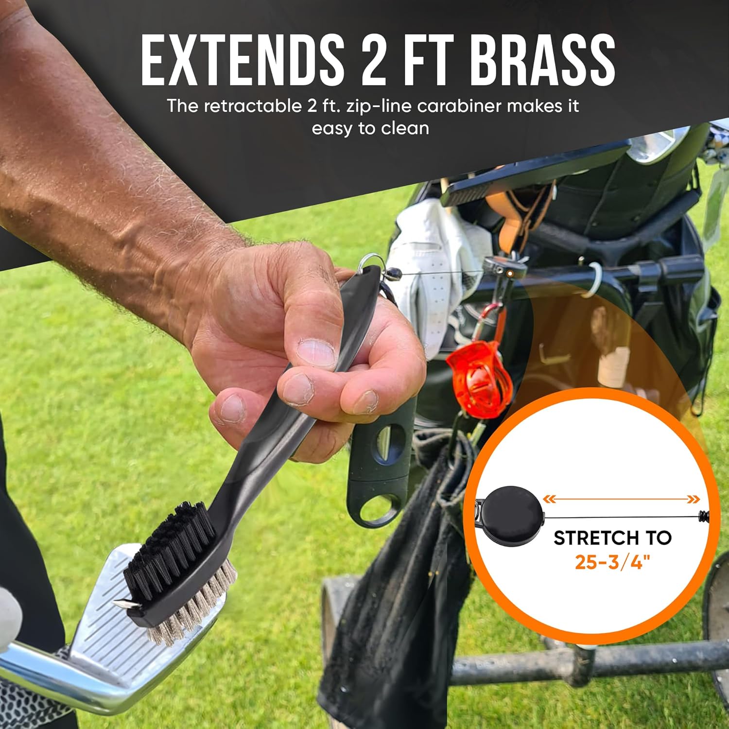 ⛳ Golf Club Brush with Retractable Zip-line – Clean Clubs, No Hassle! 🏌️♂️✨