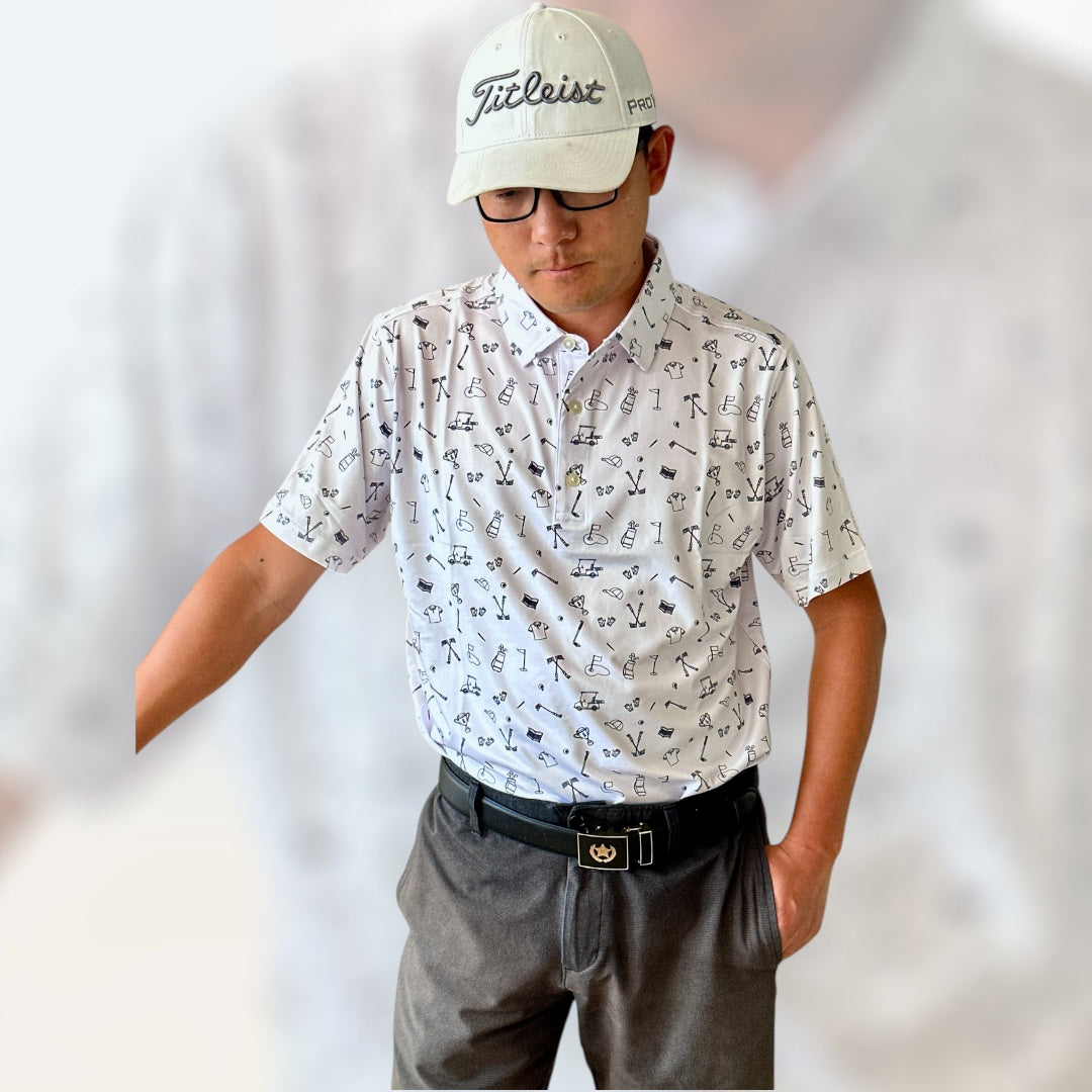 (Men) UniCaddie Ace Golf Polo – Crisp, Classic, Cool in White!