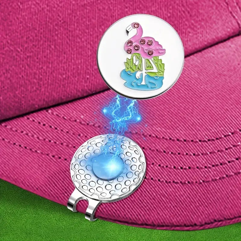 Marker with hat clip ⛳️ Chic Rhinestone Flamingo Golf Marker– Never Lose Your Marker Again! 🎯