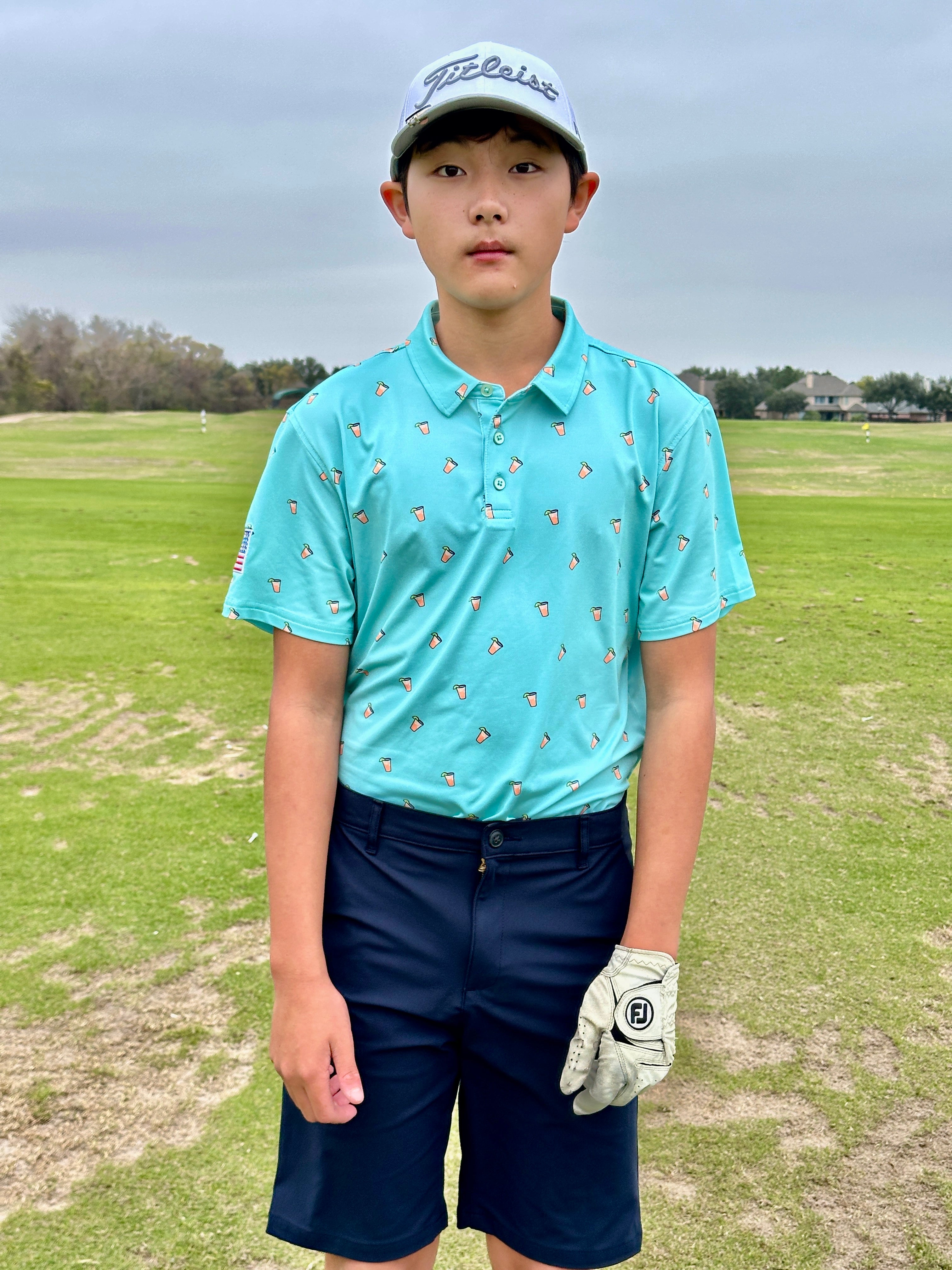 (Youth) Little Legends UniCaddie Golf Polo – Green Blast Style!