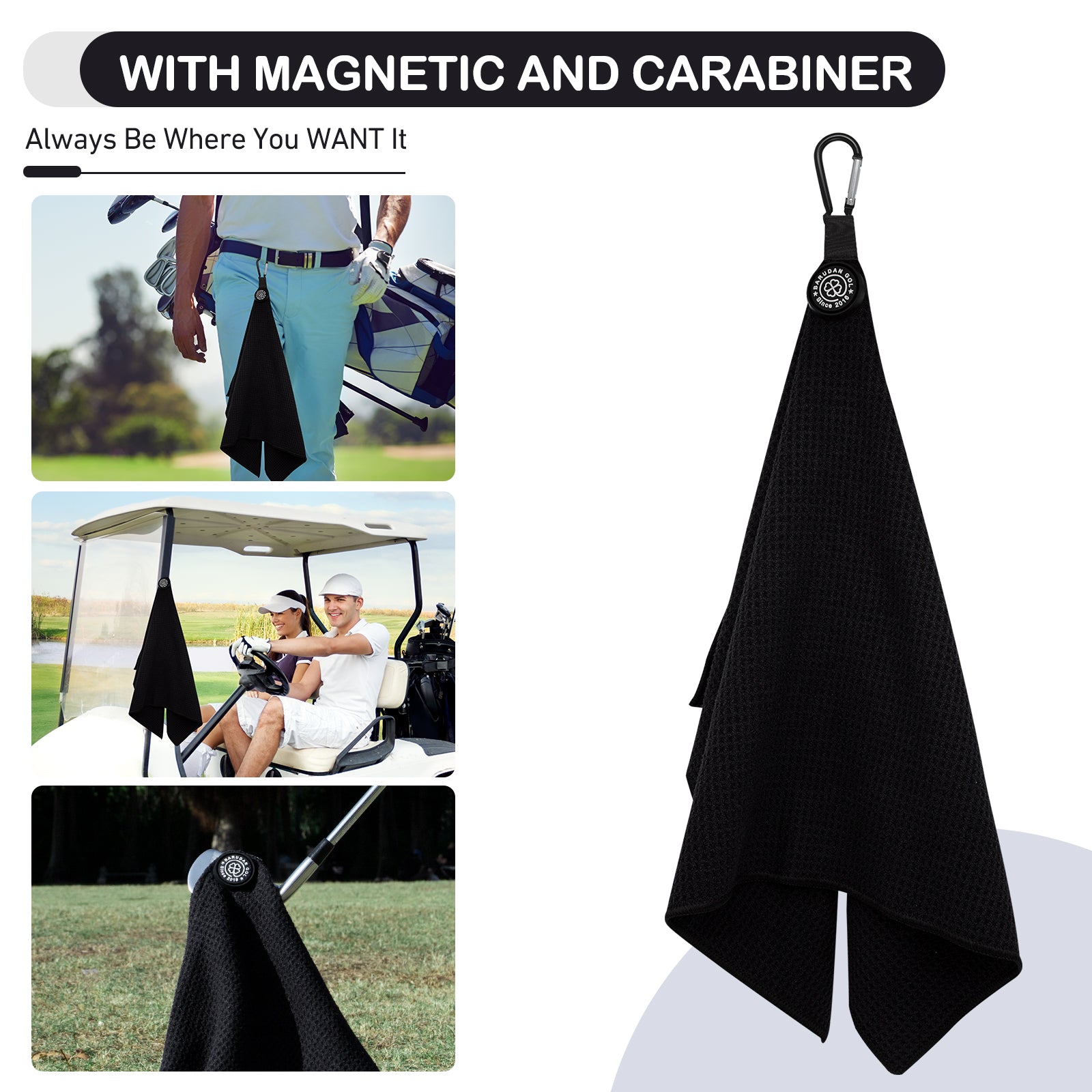 UniCaddie Magnetic Microfiber Golf Towel β Strong Magnet & Waffle Pattern for Superior Cleaning! ποΈββοΈβ¨