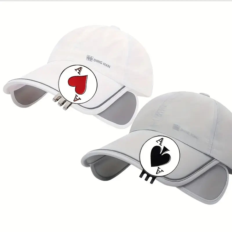 Marker with hat clip ⛳️ Ace of Spade and Red Heart Golf Marker– Never Lose Your Marker Again! 🎯
