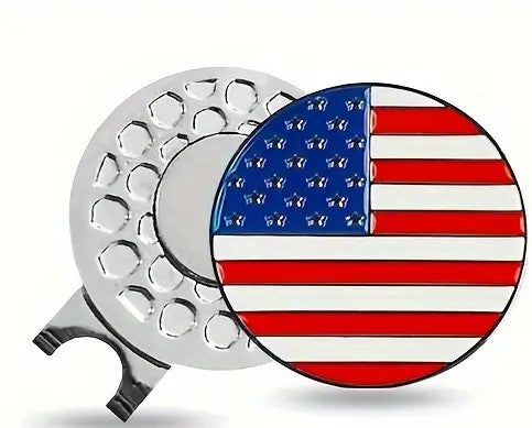 Marker with hat clip ⛳️ AMERICAN FLAG Golf Marker– Never Lose Your Marker Again! 🎯