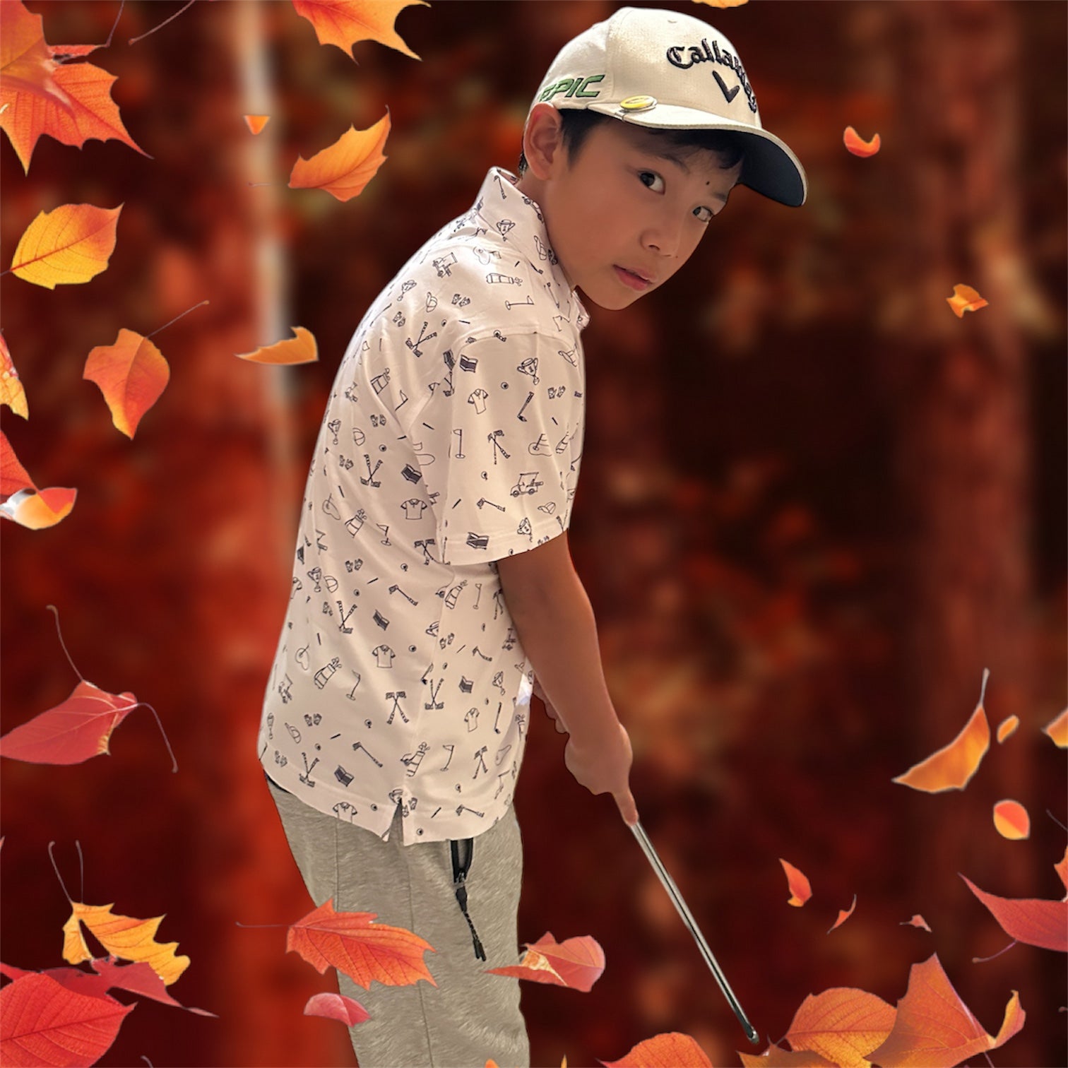 (Youth) Little Legends UniCaddie Golf Polo – White Blast Style!