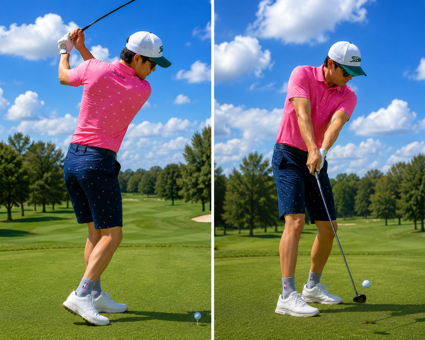 (Men) UniCaddie Ace Golf Polo – Crisp, Classic, Cool in Pink!