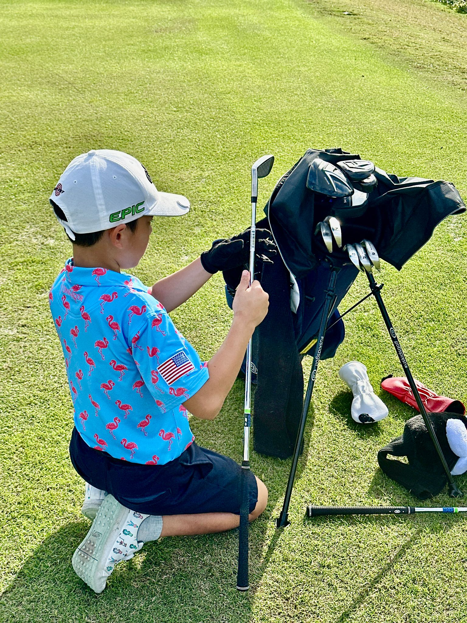 (Men) UniCaddie Ace Golf Polo β Crisp, Classic, Cool in Cyan Flamingo!