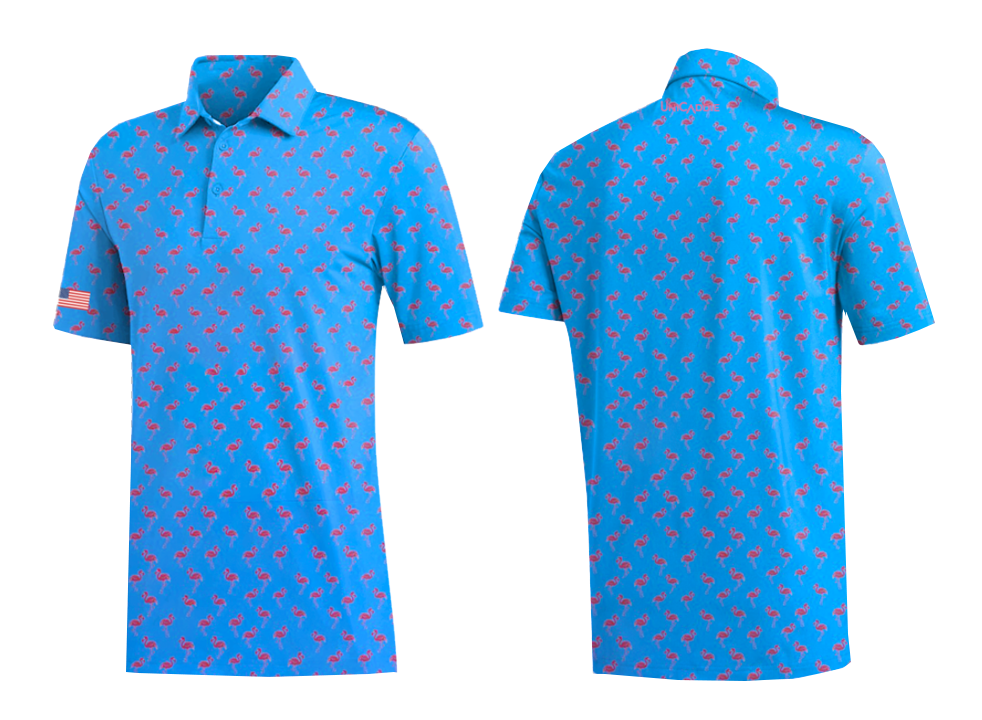 (Men) UniCaddie Ace Golf Polo β Crisp, Classic, Cool in Cyan Flamingo!
