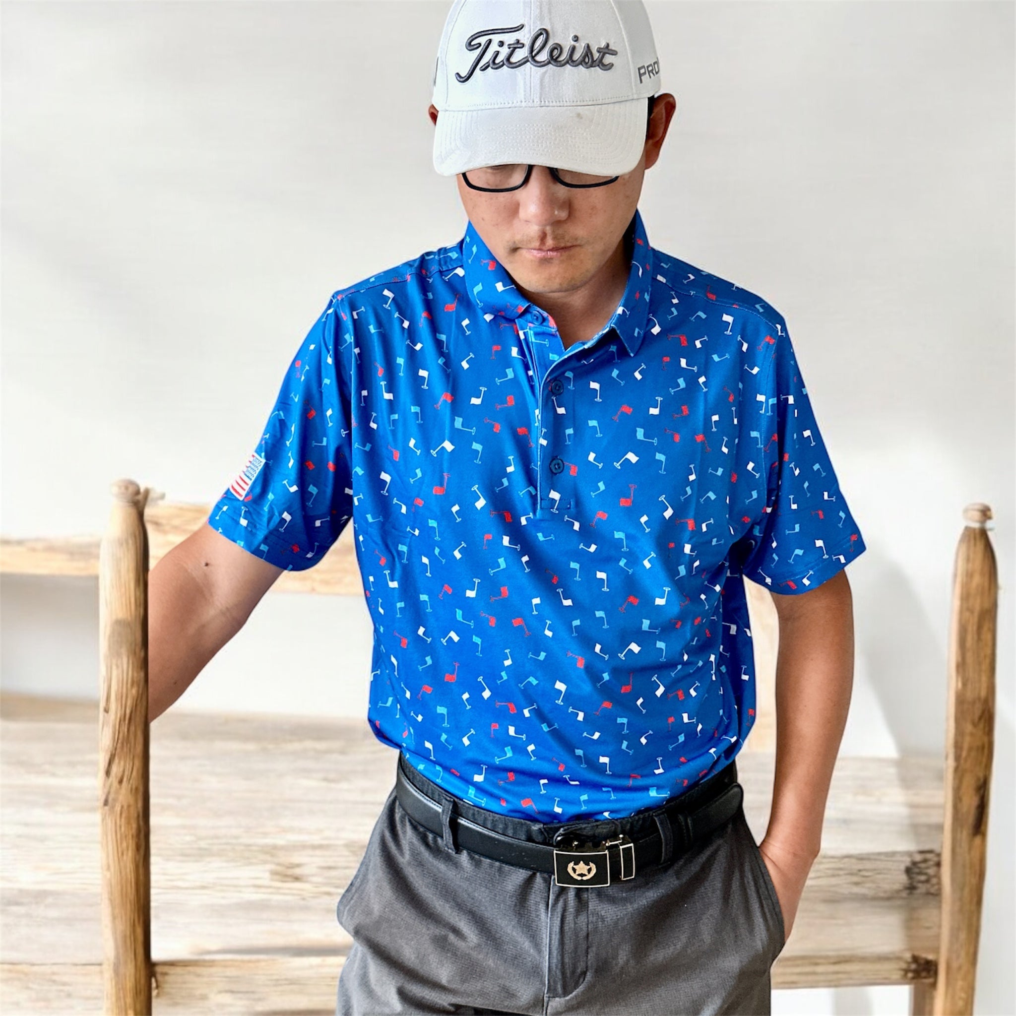 (Men) UniCaddie Ace Golf Polo – Crisp, Classic, Cool in Blue!