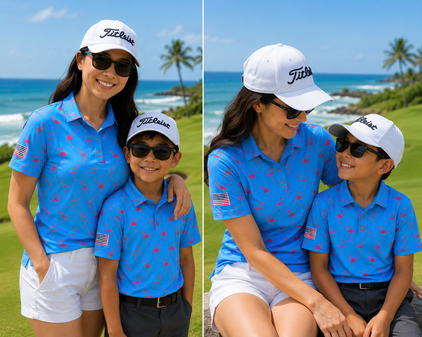 (Women) UniCaddie Ace Golf Polo β Crisp, Classic, Cool in Cyan Flamingo!