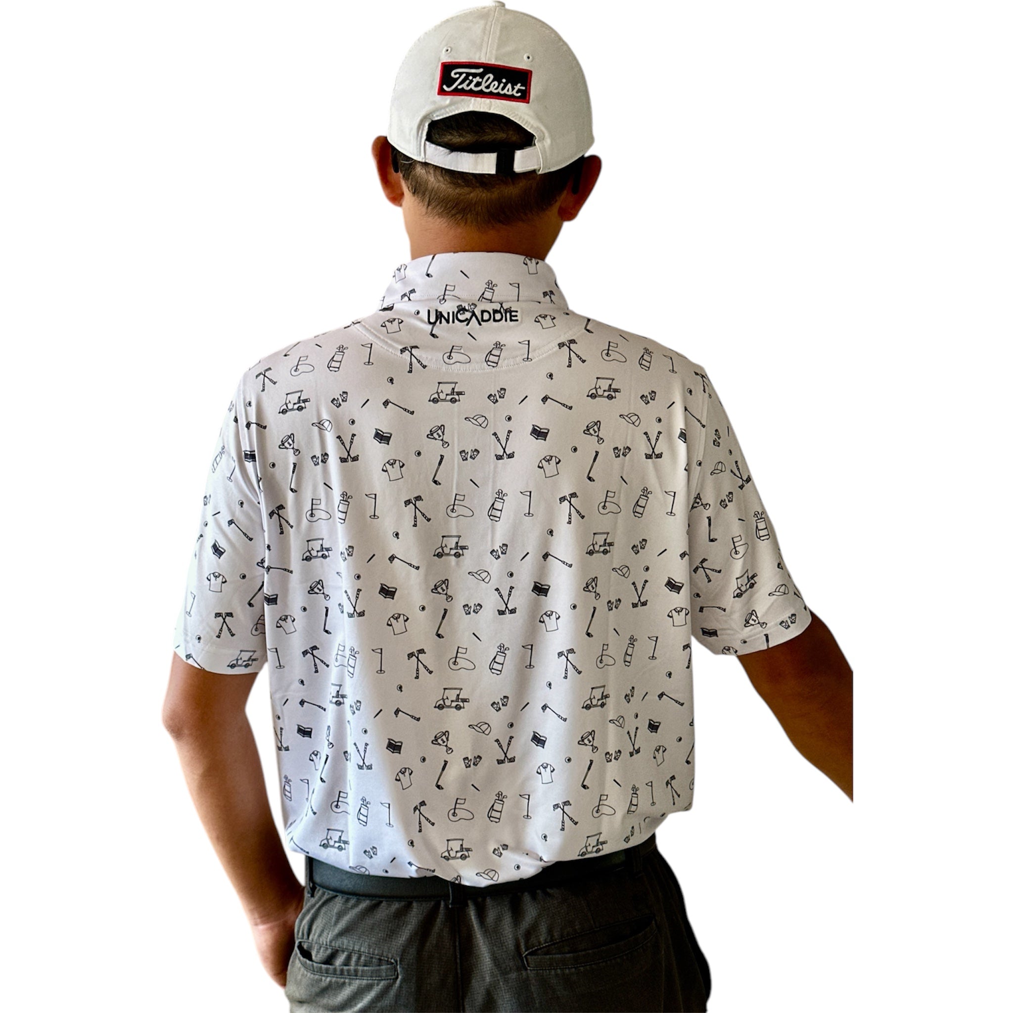 (Men) UniCaddie Ace Golf Polo β Crisp, Classic, Cool in White!