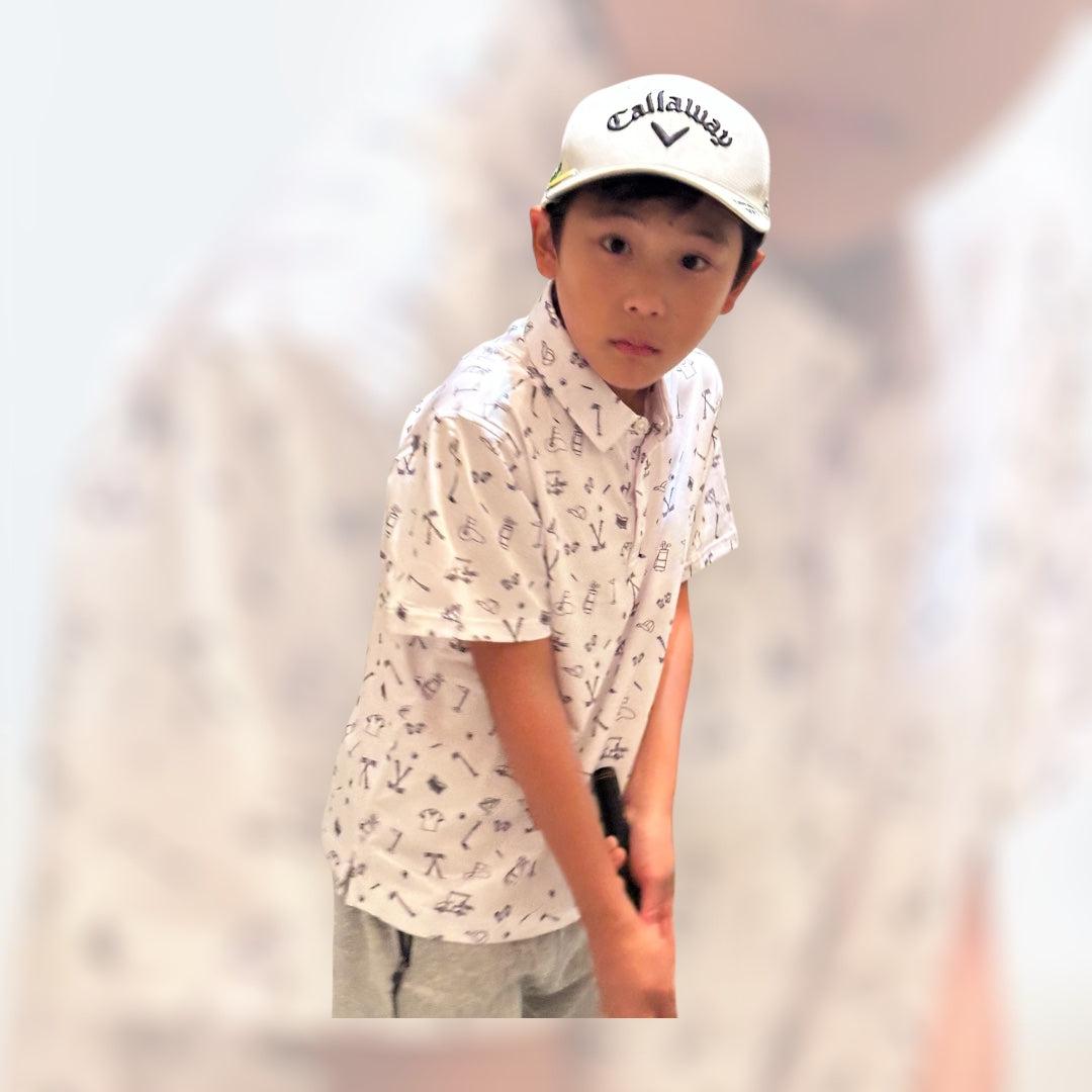 (Youth) Little Legends UniCaddie Golf Polo – White Blast Style!