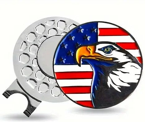 Marker with hat clip β³οΈ AMERICAN EAGLE Golf Markerβ Never Lose Your Marker Again! π―