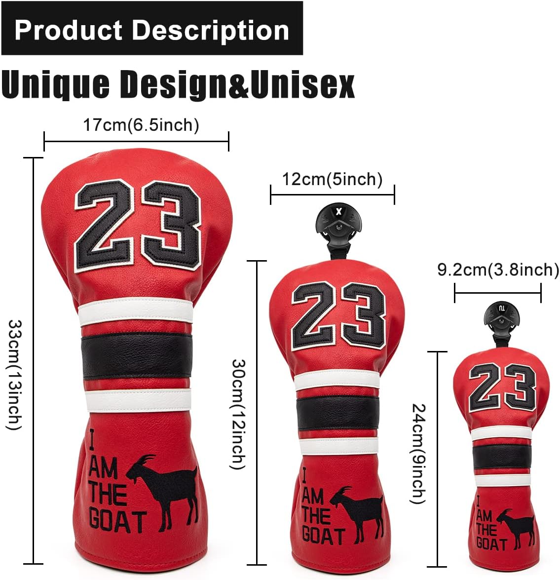 23 GOAT Golf Club Headcovers (Driver, Wood, Hybrid)β Fun, Durable, & Stylish! π¦ποΈββοΈ