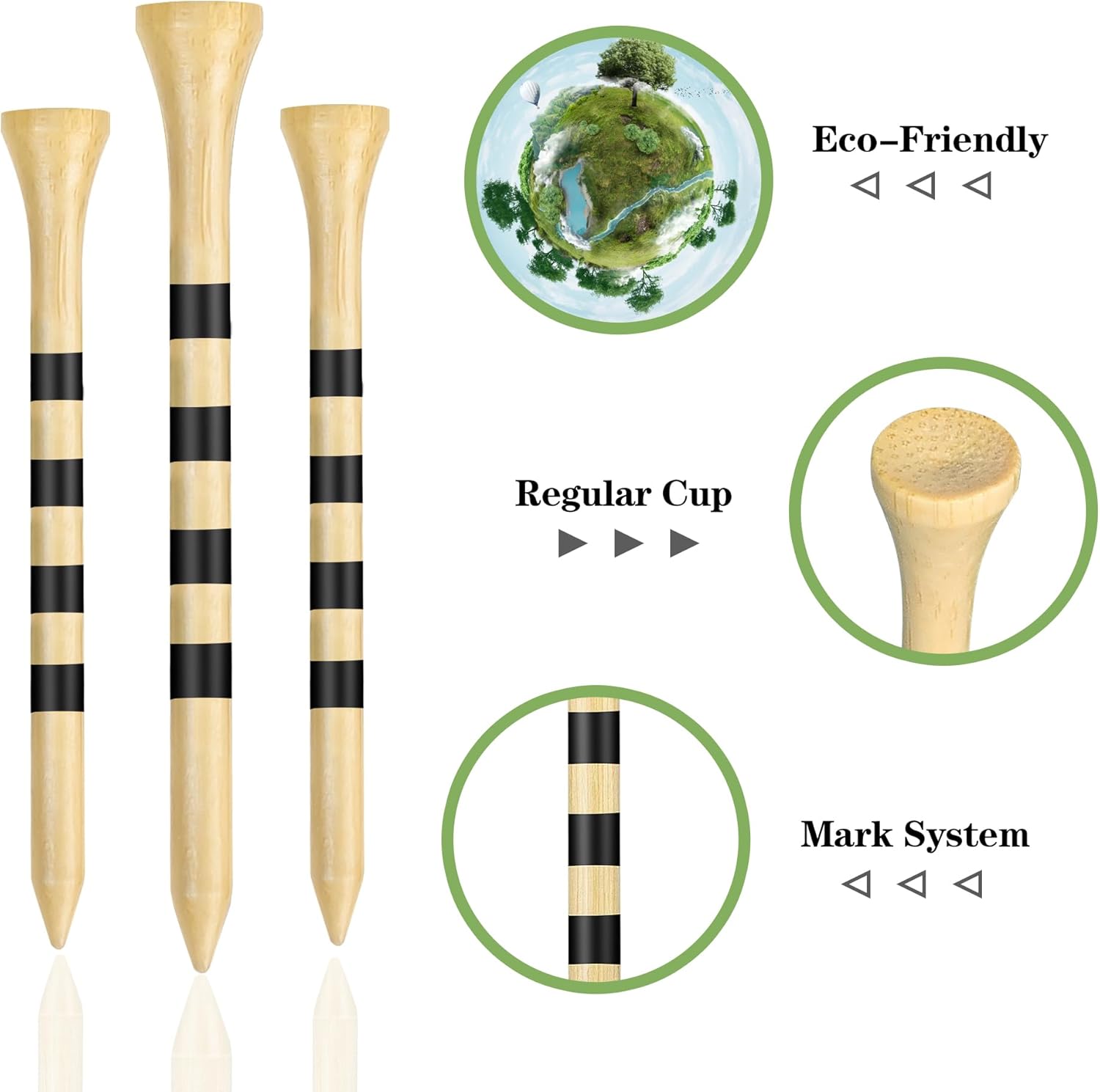🌿 Eco-Friendly Bamboo Golf Tees – Adjustable Height for the Perfect Swing! ⛳🔥