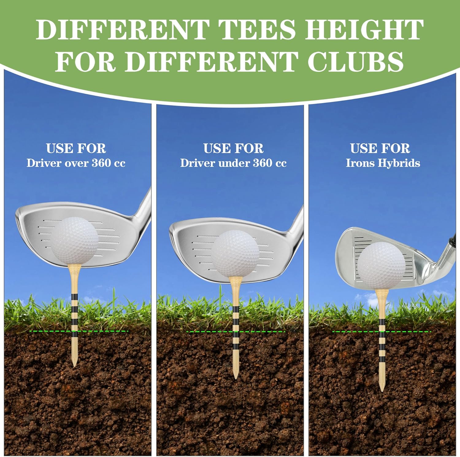 🌿 Eco-Friendly Bamboo Golf Tees – Adjustable Height for the Perfect Swing! ⛳🔥