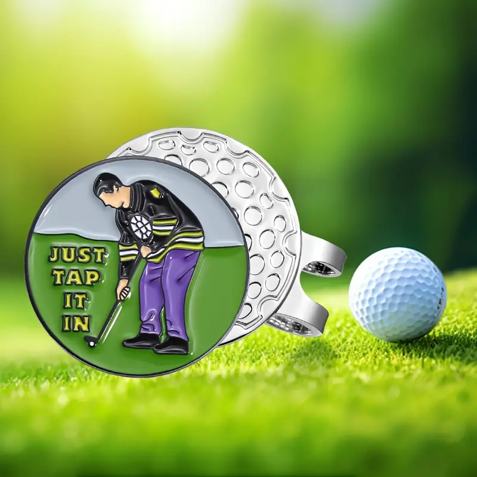 Marker with hat clip ⛳️ JUST TAP IT IN Golf – Never Lose Your Marker Again! 🎯