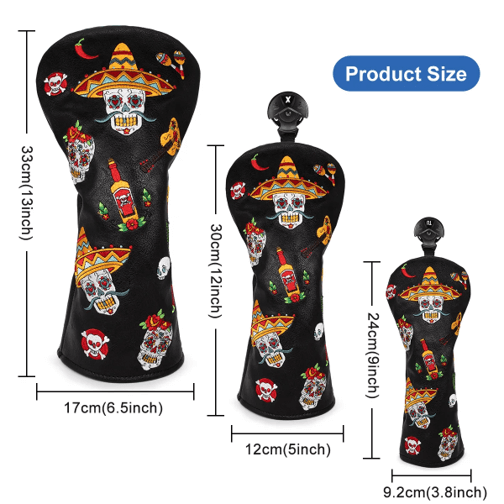 Sugar Skull (No Ribbons) Golf Club Headcovers (Driver, Wood, Hybrid)β Fun, Durable, & Stylish! π¦ποΈββοΈ