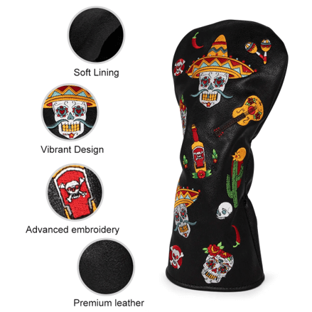 Sugar Skull (No Ribbons) Golf Club Headcovers (Driver, Wood, Hybrid)β Fun, Durable, & Stylish! π¦ποΈββοΈ