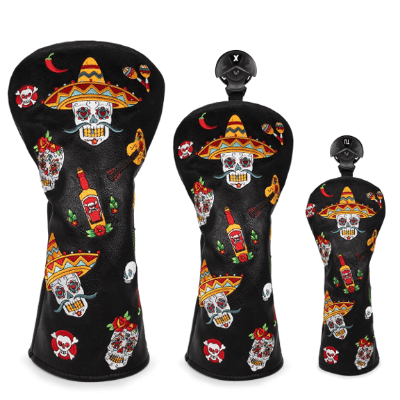 Sugar Skull (No Ribbons) Golf Club Headcovers (Driver, Wood, Hybrid)– Fun, Durable, & Stylish! 🍦🏌️♂️