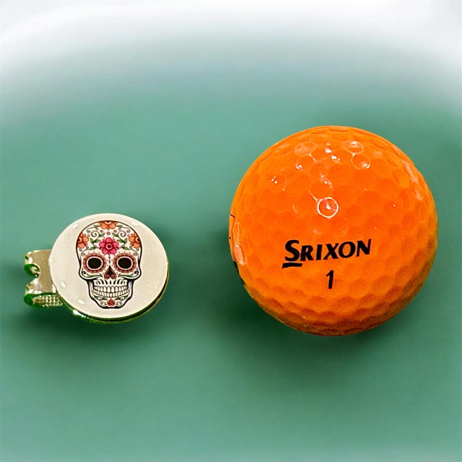 Marker with hat clip ⛳️ SUGAR SKULL (White) Golf Marker– Never Lose Your Marker Again! 🎯