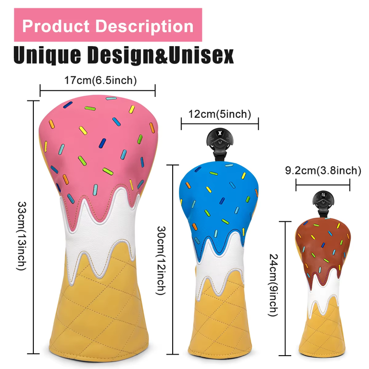 Ice Cream Golf Club Headcovers (Driver, Wood, Hybrid)β Fun, Durable, & Stylish! π¦ποΈββοΈ