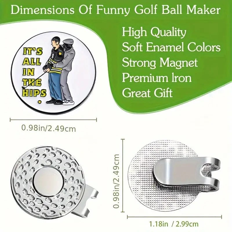 Marker with hat clip ⛳️ITS ALL IN THE HIPS Golf Marker– Never Lose Your Marker Again! 🎯