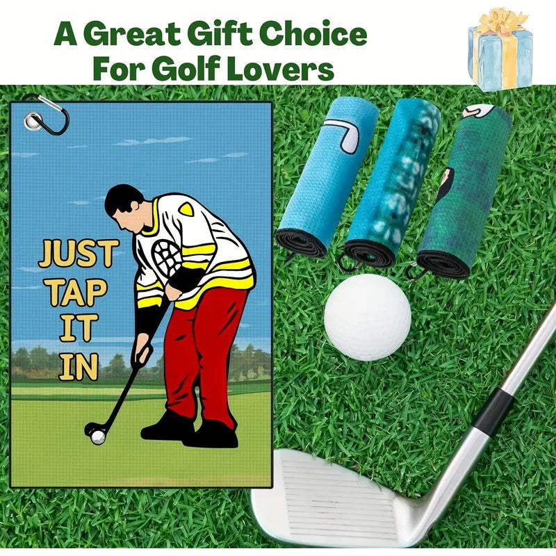 β³ "Just Tap It In" Funny Golf Towel β Super Absorbent & Clip-On Fun! π―π¦