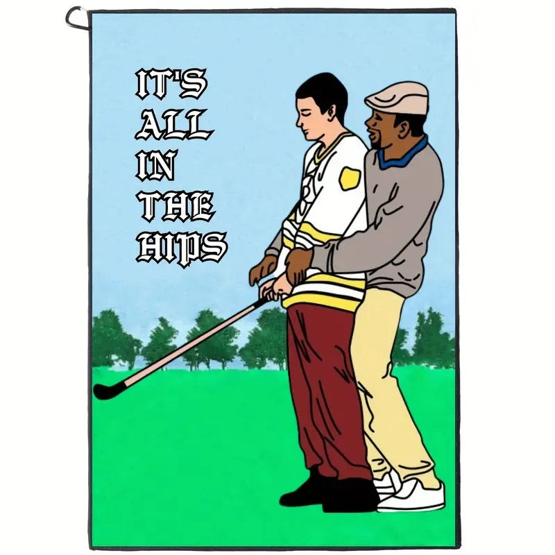⛳ "Its all in the hips" Funny Golf Towel – Super Absorbent & Clip-On Fun! 🎯💦