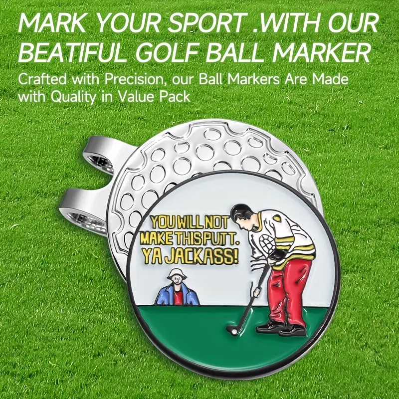 Marker with hat clip ⛳️YA JACKASS Golf Marker– Never Lose Your Marker Again! 🎯