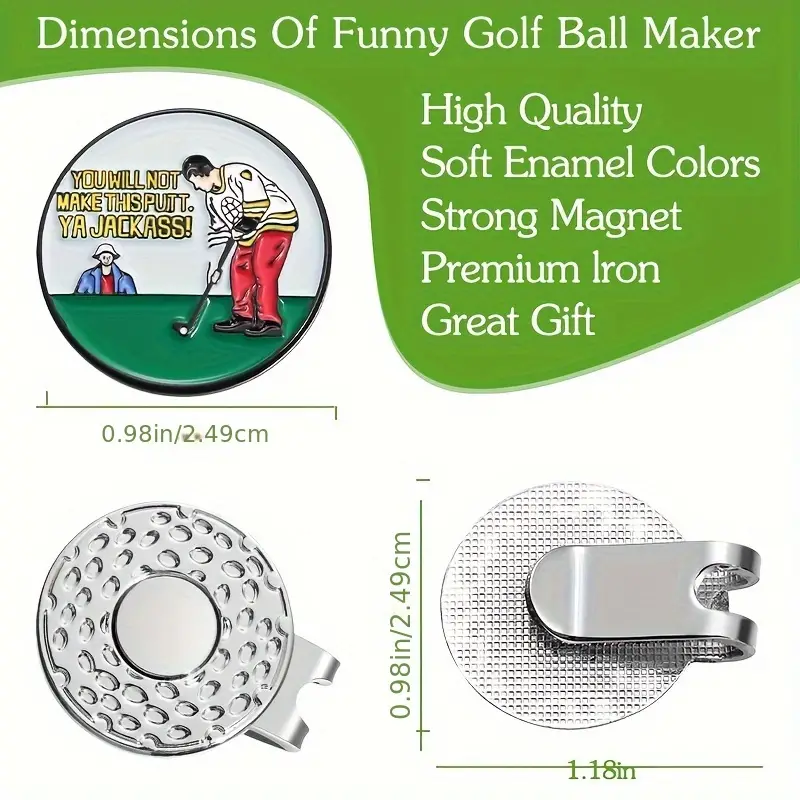 Marker with hat clip ⛳️YA JACKASS Golf Marker– Never Lose Your Marker Again! 🎯