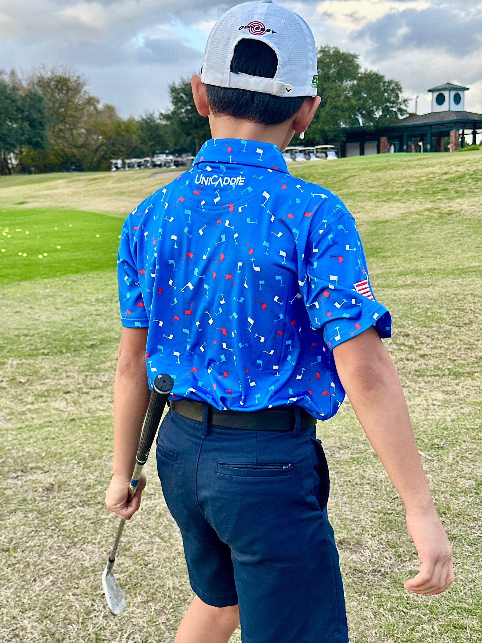 (Youth) Little Legends UniCaddie Golf Polo β Blue Blast Style!