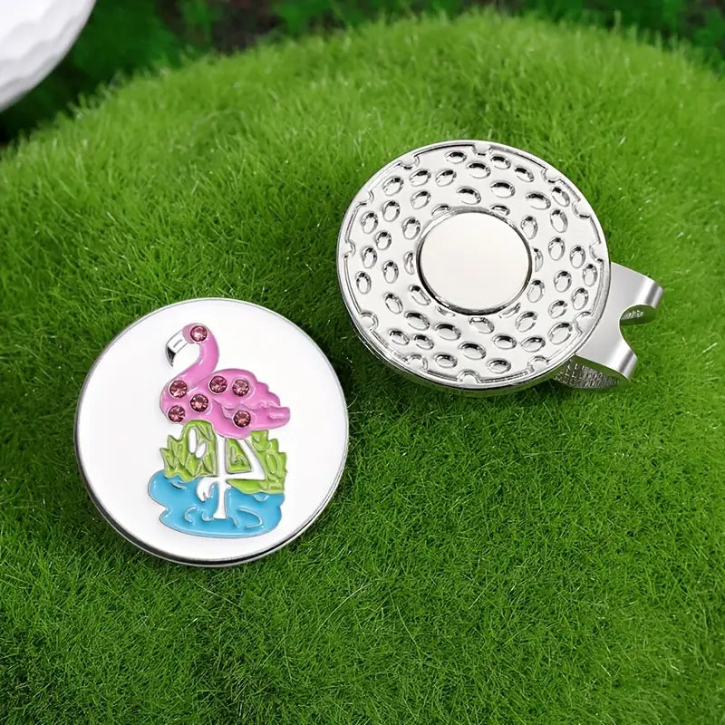 Marker with hat clip ⛳️ Chic Rhinestone Flamingo Golf Marker– Never Lose Your Marker Again! 🎯